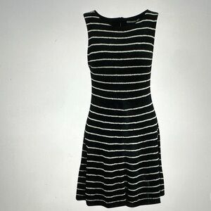 Alice + Olivia Black and White Striped Mini Dress
